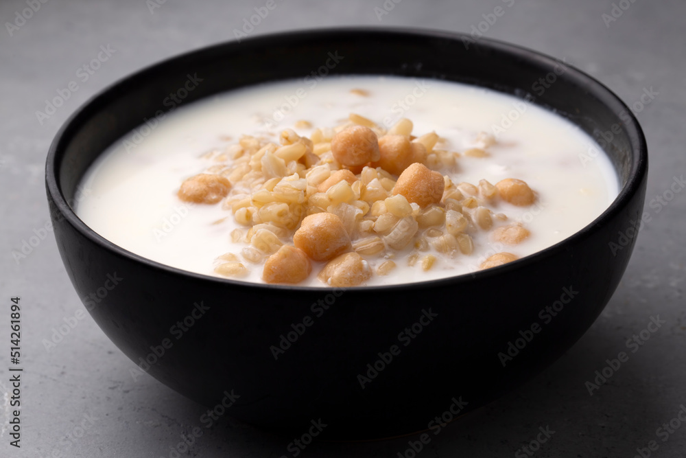Cold Yogurt Soup with Chickpeas and Wheat Seeds - Ayran asi Corbasi - Tzatziki Cold Yogurt Soup with Chickpeas and Wheat Seeds - Ayran asi Corbasi - Tzatziki