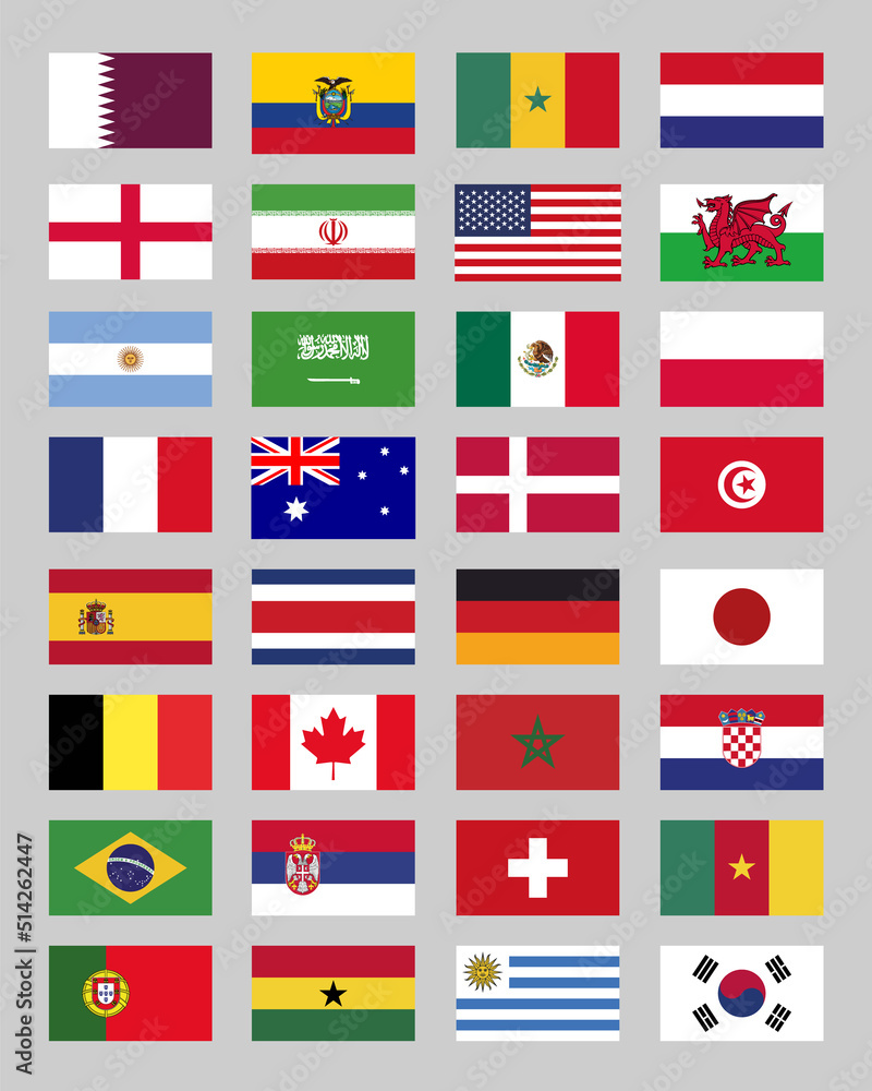 copa del mundo banderas de los países participantes 2022 Stock Vector |  Adobe Stock
