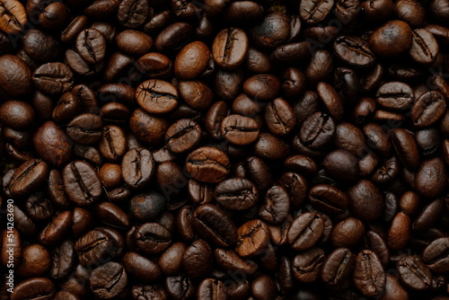 Coffee beans for background and space for text