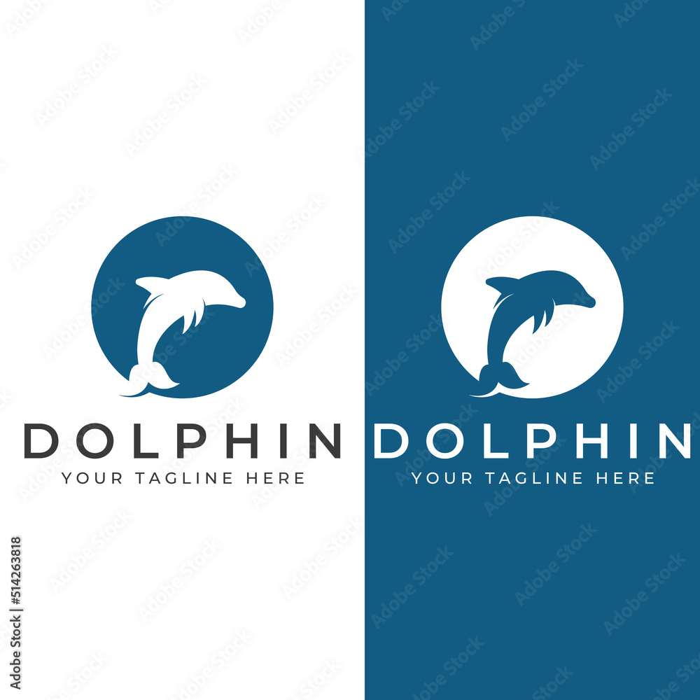 Dolphin logo. Dolphin jumping on the waves of sea or beach. With vector illustration editing. Dolphin logo. Dolphin jumping on the waves of sea or beach. With vector illustration editing.