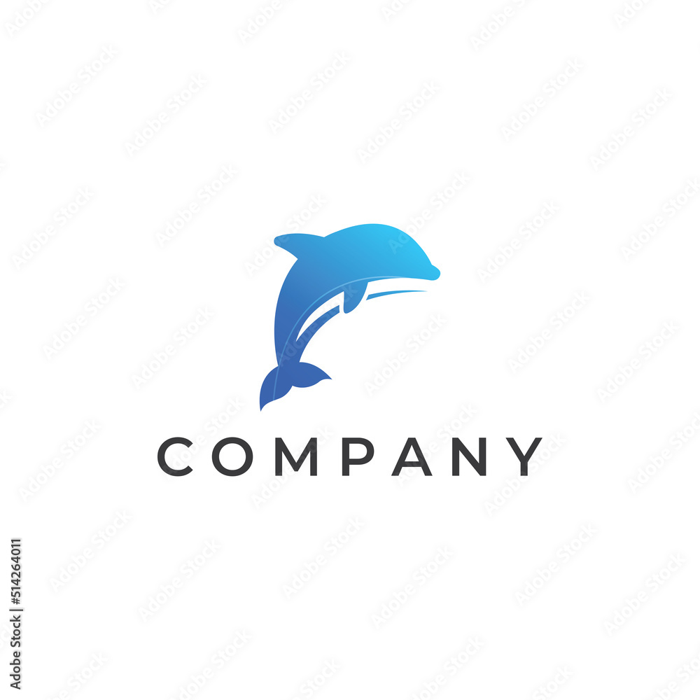 Dolphin logo. Dolphin jumping on the waves of sea or beach. With vector illustration editing. Dolphin logo. Dolphin jumping on the waves of sea or beach. With vector illustration editing.