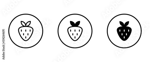 Garden strawberry fruit icon or strawberries icons vector, sign, symbol, logo, illustration, editable stroke, flat