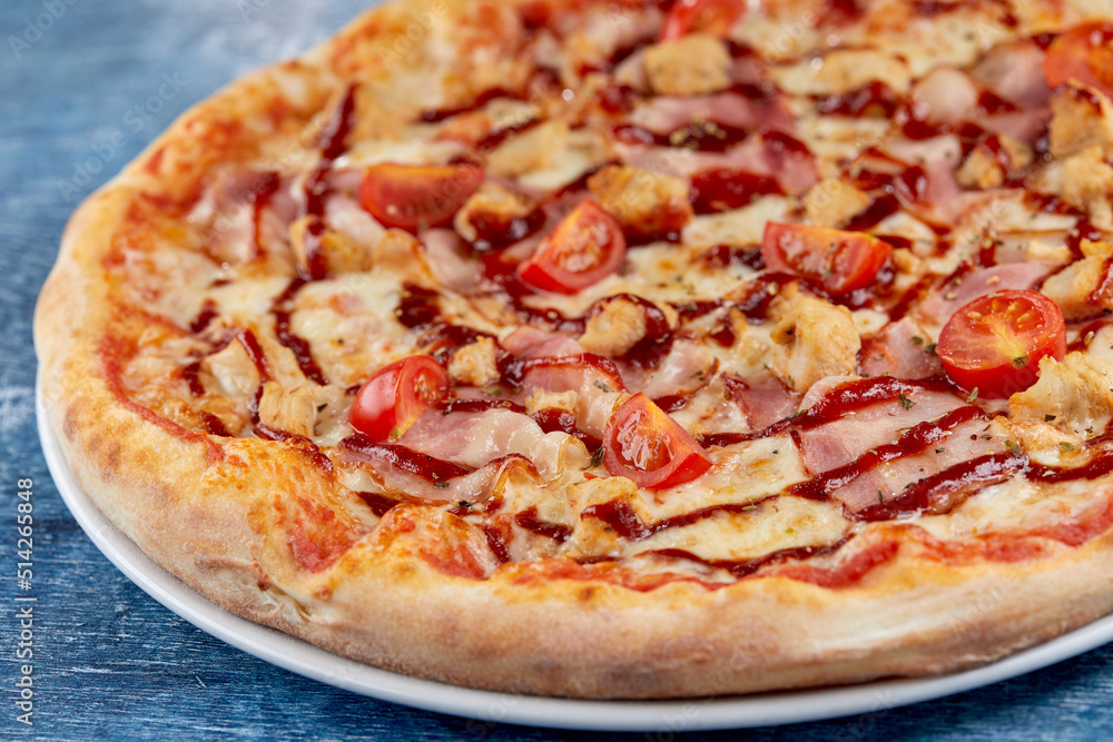 italian pizza on the dark background italian pizza on the dark background