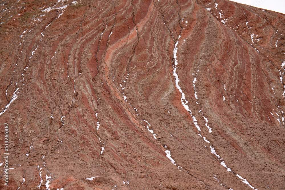 Obraz premium Beautiful red mountains of Azerbaijan in winter. Khizi region.