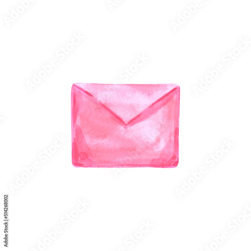 Handdrawn watercolor pink love letter. Scrapbook valentine design, typography poster, label, banner, card.
