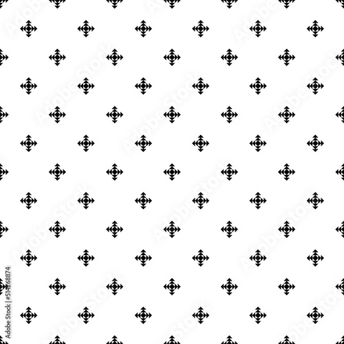 Repeated black figures on white background. Ethnic wallpaper. Seamless surface pattern design with snowflakes ornament. Rhombuses and triangles motif. Digital paper for textile print  web designing