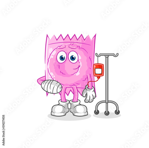 condom sick in IV illustration. character vector