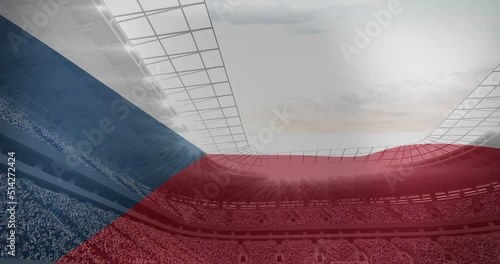Animation of waving flag of czechoslovakia over sport stadium photo