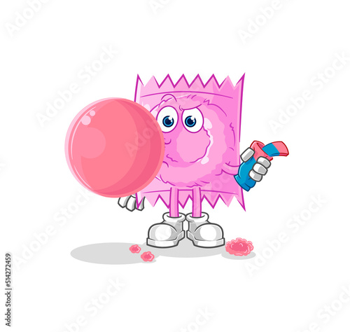 condom chewing gum vector. cartoon character