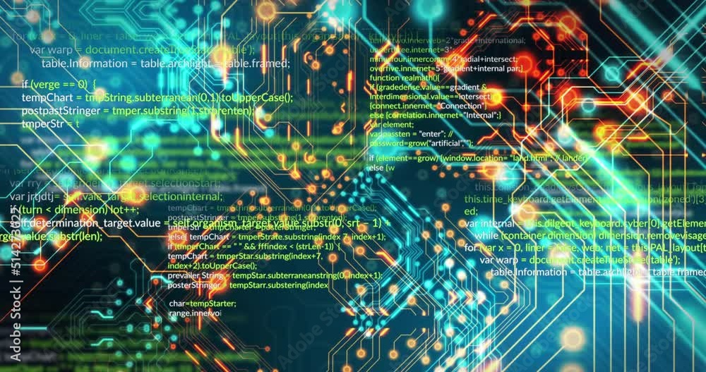 Animation of data processing on black background Animation of data processing on black background