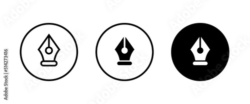 Pen tool cursor. Fountain pen nib glyph vector, sign, symbol, logo, illustration, editable stroke, flat design style isolated on white linear