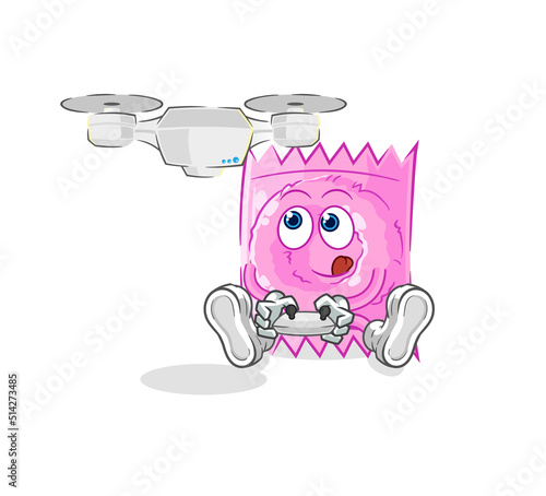 condom with drone character. cartoon mascot vector