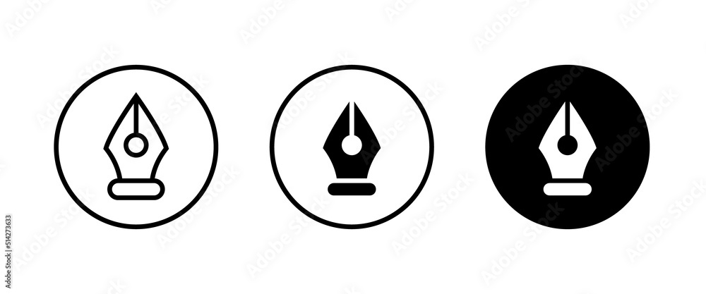 Pen tool cursor. Fountain pen nib glyph vector, sign, symbol, logo, illustration, editable stroke, flat design style isolated on white linear