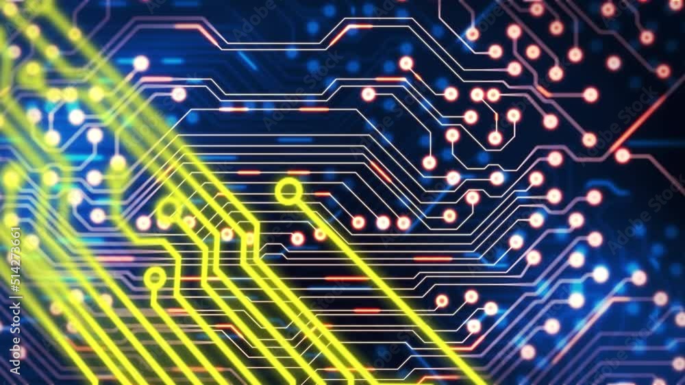 Animation of data processing over blue background Animation of data processing over blue background