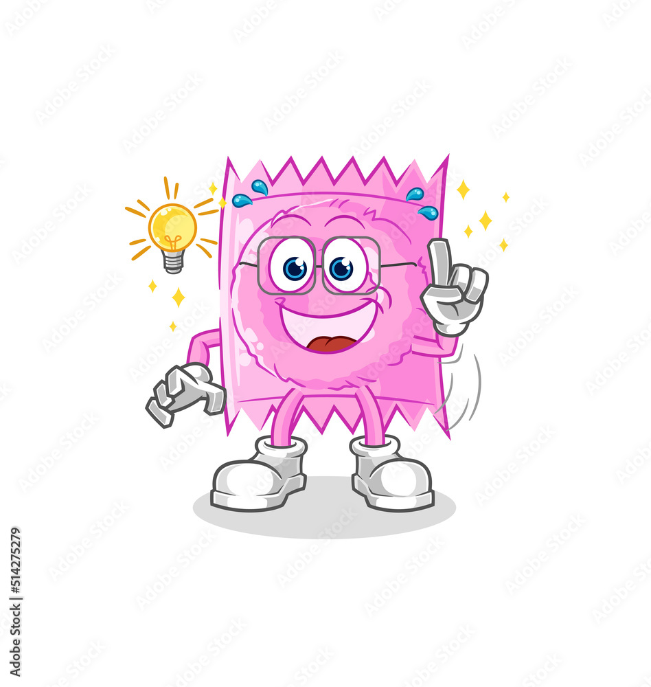 condom got an idea cartoon. mascot vector