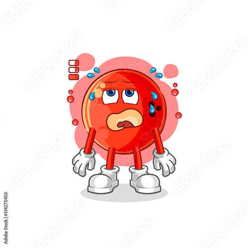bowling ball low battery mascot. cartoon vector