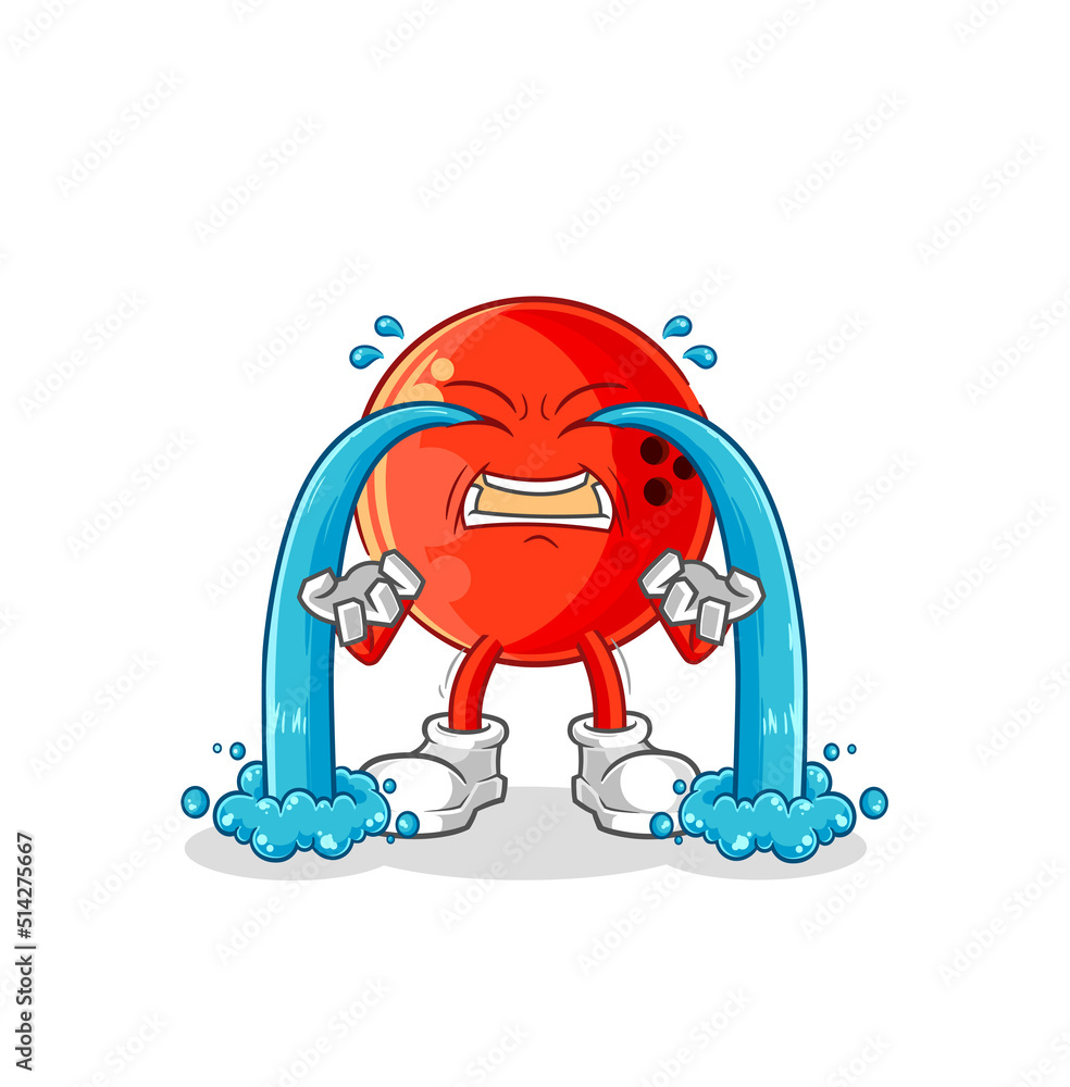 bowling ball crying illustration. character vector bowling ball crying illustration. character vector