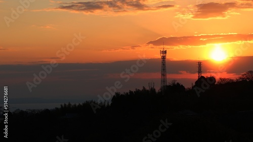 Sunset sky and radio tower