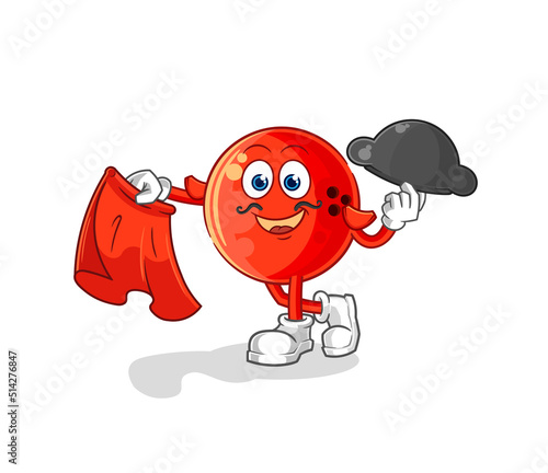bowling ball matador with red cloth illustration. character vector