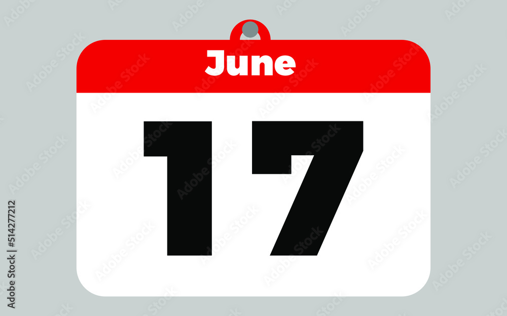 June, 17. White and red calendar. June, 17. White and red calendar.