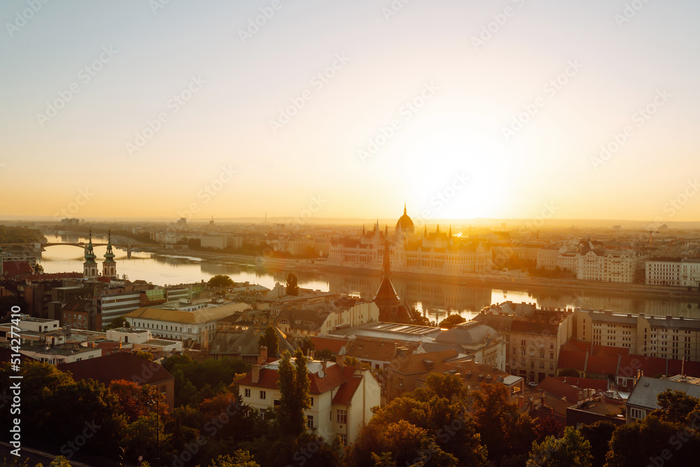 Beautiful sunrise over Budapest.
