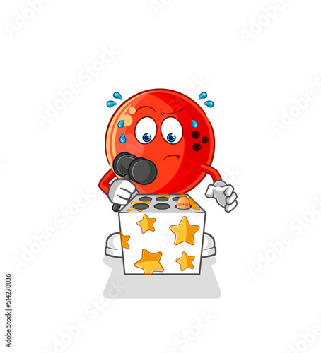 bowling ball play whack a mole mascot. cartoon vector