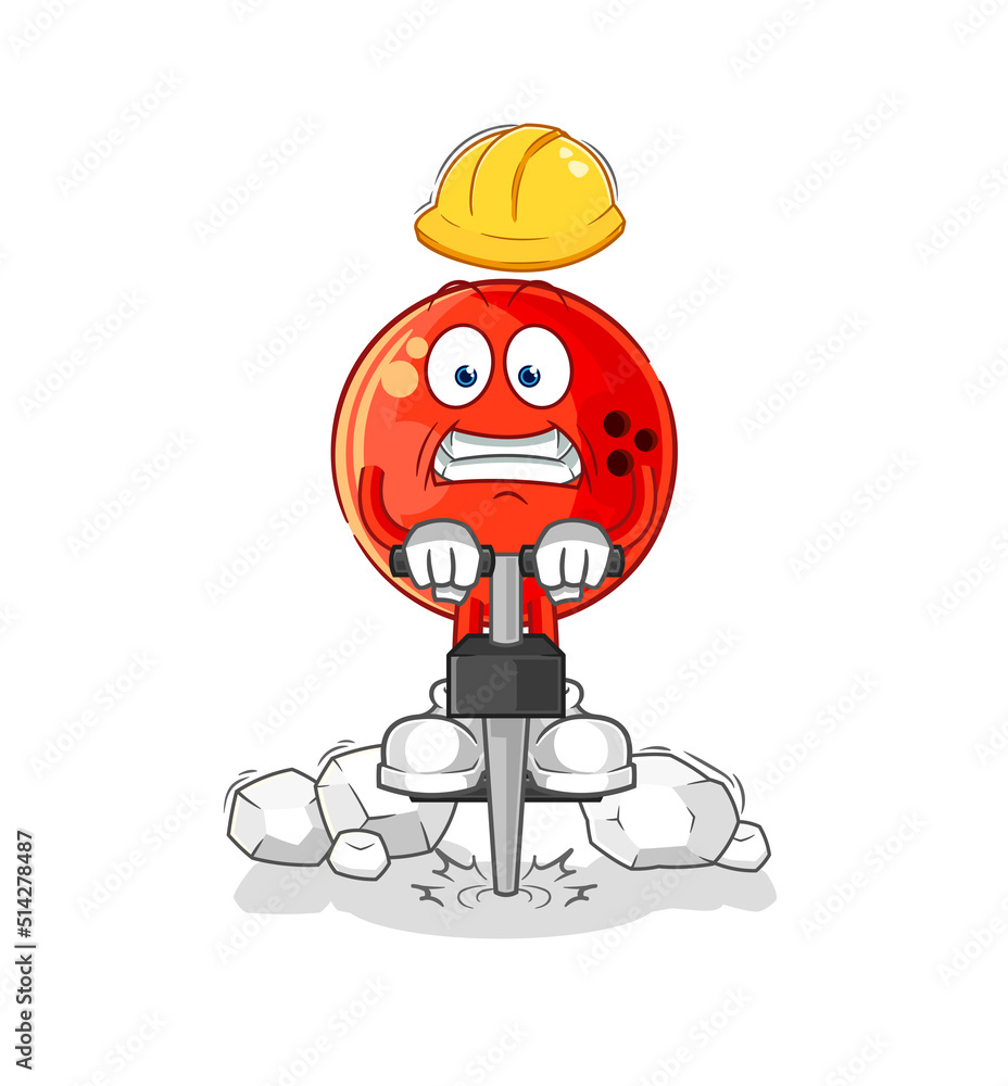 bowling ball drill the ground cartoon character vector