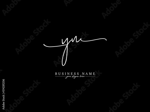 Feminine YN Signature Logo, Signature Yn ny Logo Letter Vector With Slime Unique Black and White Icon Design For Business