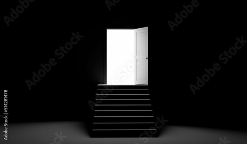 Open door in a dark room. 3...