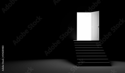 Open door in a dark room. 3...
