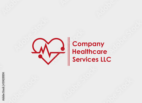Medical logo. Geometric Shape Heart with Stethoscope . Usable for Medical, Health care, Business Logos. Flat Vector Design Template Element