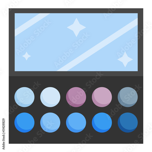 Cosmetic palette with shadows of different colors and shades. Flat style. Vector
