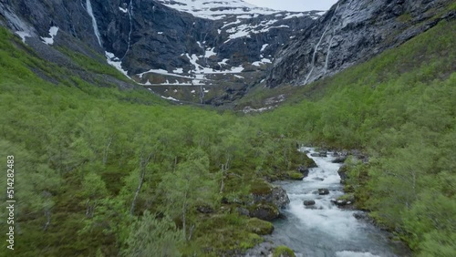 River flowing at Trollstigen road, Norway 