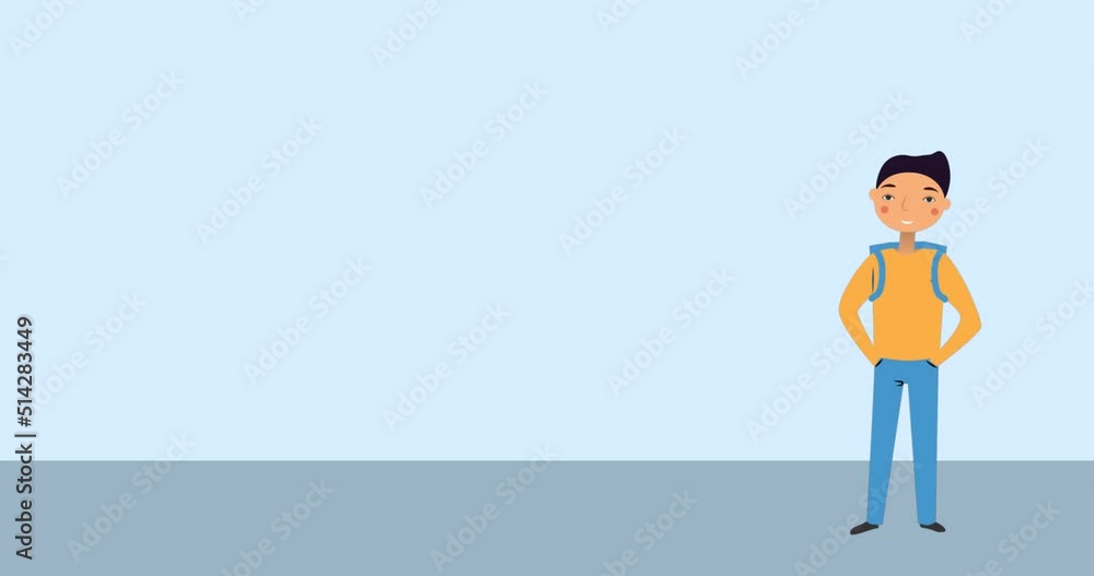 Animation of schoolboy icon on blue background Animation of schoolboy icon on blue background