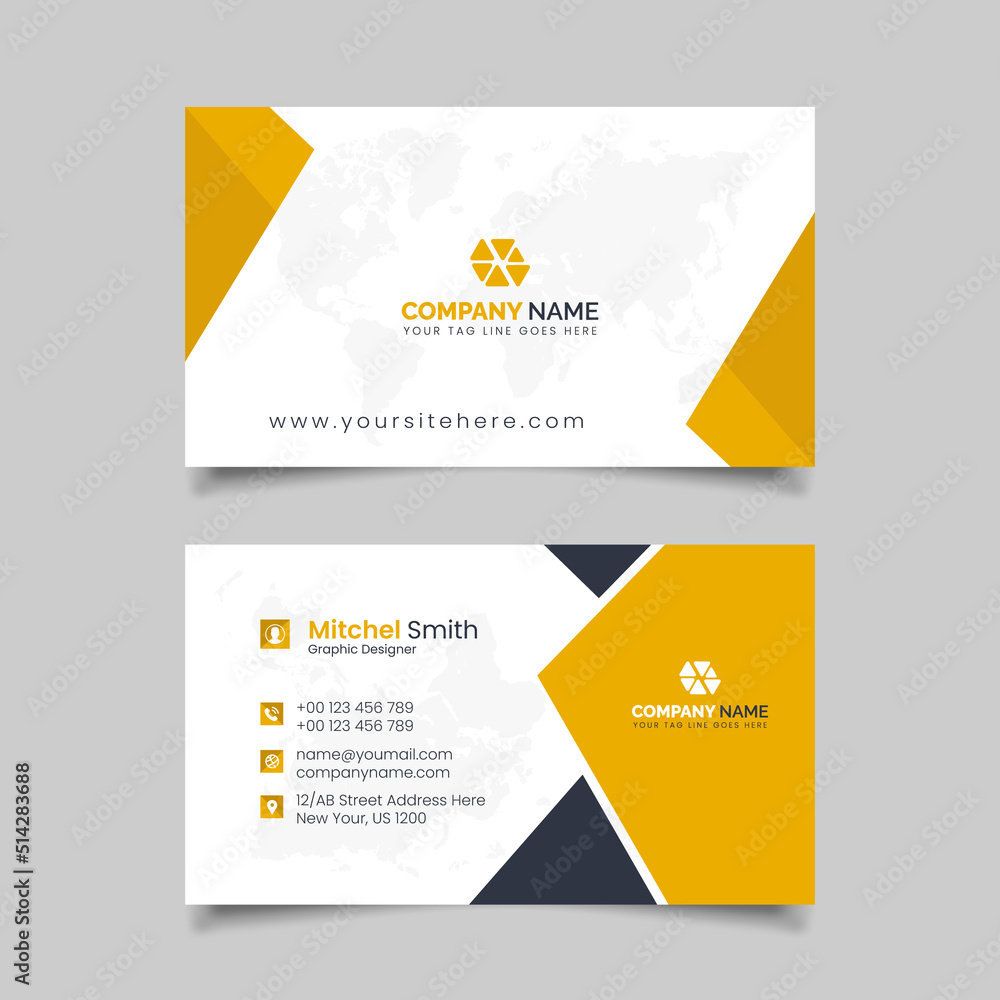 Yellow color business card template, business card design Yellow color business card template, business card design