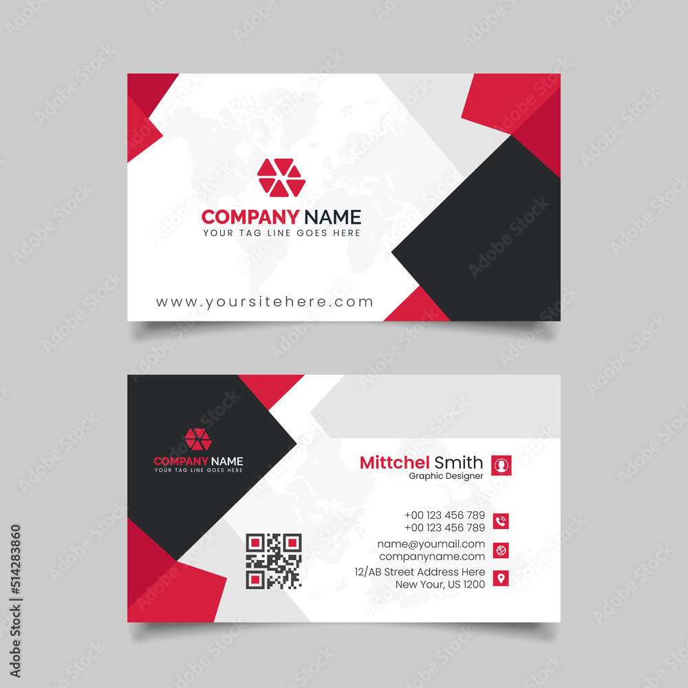 Red corporate business card, name card template ,horizontal simple clean layout design template , Business banner template for website Red corporate business card, name card template ,horizontal simple clean layout design template , Business banner template for website