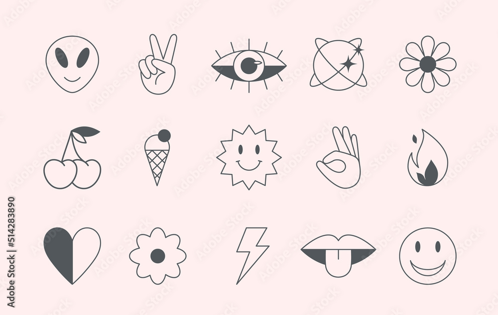 Premium Vector  Abstract icons or symbols in y2k aesthetic