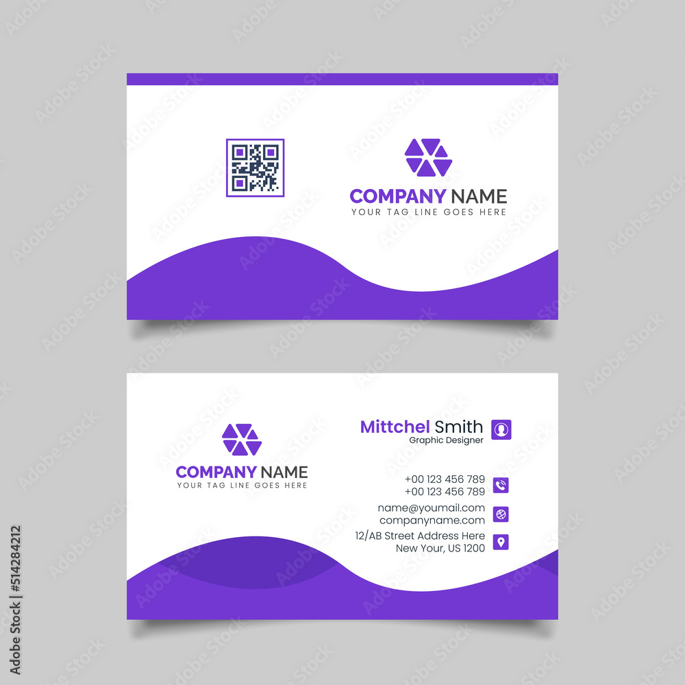 Naklejka premium Modern business card design, double sided business card design template
