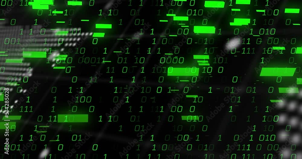 Animation of data processing on black background Animation of data processing on black background