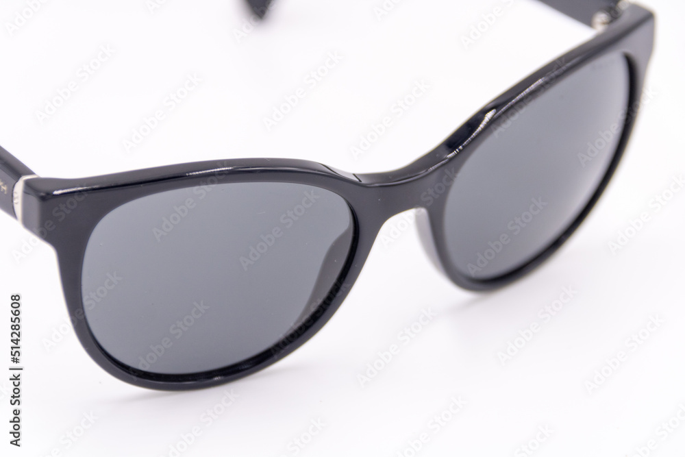 sunglasses with black vinyl crystals and black sideburns