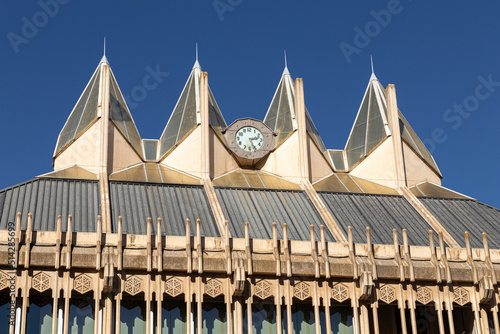 Ciudad Real, Spain. The Ayuntamiento (Town Hall) or Casa Consistorial (City Council), built in 1976, designed by Fernando de Higueras in Plaza Mayor