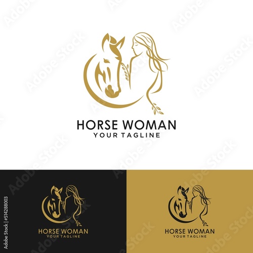Silhouette of the girl and horse