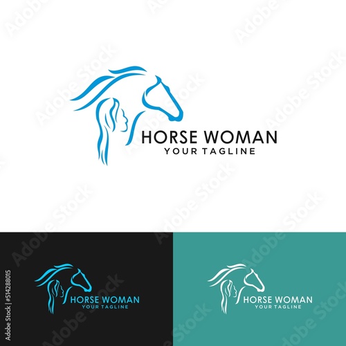 Silhouette of the girl and horse