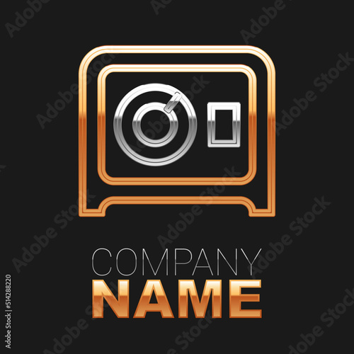 Line Safe icon isolated on black background. The door safe a bank vault with a combination lock. Reliable Data Protection. Colorful outline concept. Vector