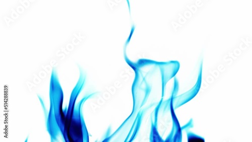 video with blue flame isolated on black background. Fire bright sparks slow motion 