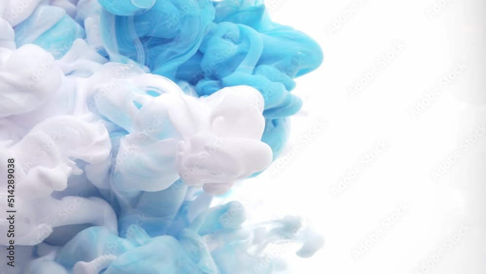 Color drop in water white background. blue ink mixed water Color drop in water white background. blue ink mixed water