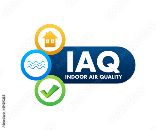IAQ - Indoor Air Quality. Ventilation system. Vector stock illustration.