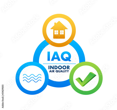 IAQ - Indoor Air Quality. Ventilation system. Vector stock illustration.