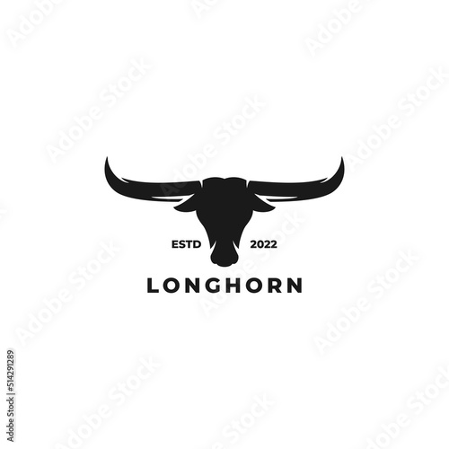 Longhorn simple flat logo design vector