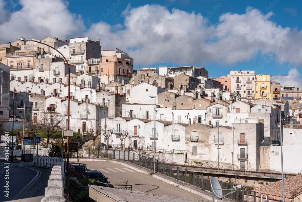 View of historic old downtown Monte Sant Angelo, Gargano Peninsula in Italy